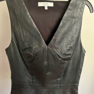 Robert Rodriguez black leather Deep-V top
